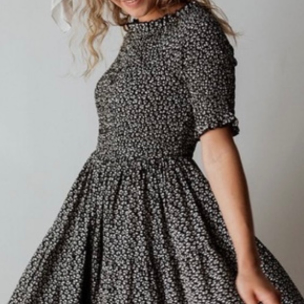 Floral Black and White Dress
